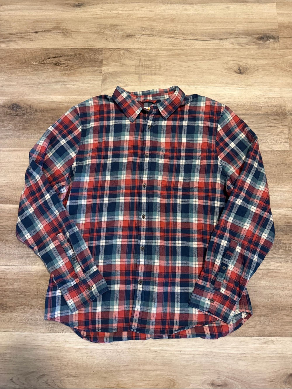 Marine Layer Flannel Shirt Mens XL Plaid Red Blue L/S Button Up 100% Cotton